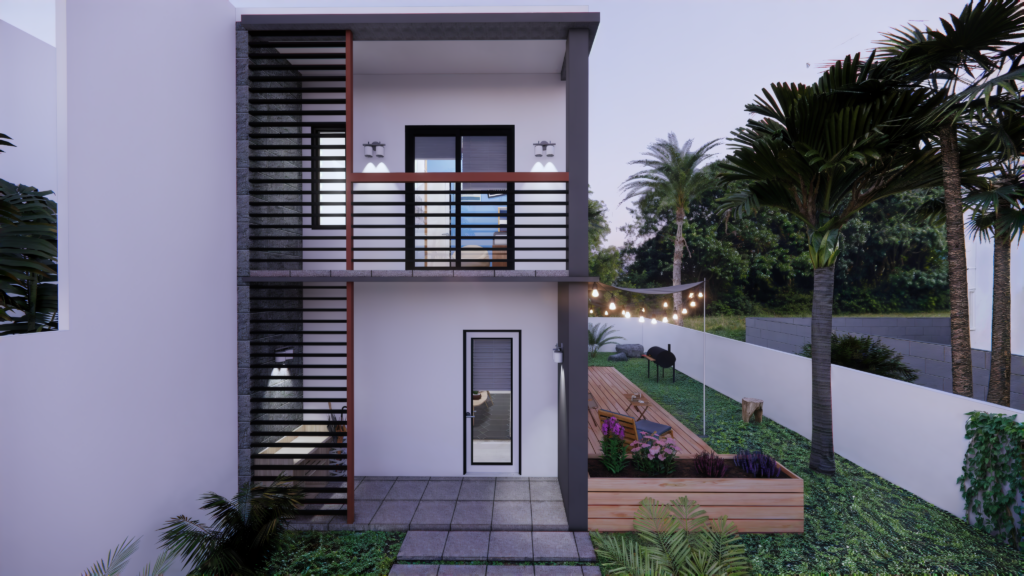 The Durand coastal ADU rental plan — steel-frame exterior